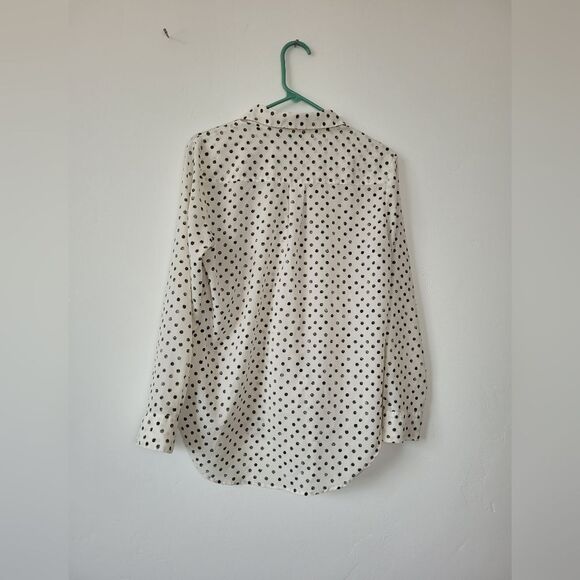 Apt 9 Polka Dot Blouse Shirt Cream Black Classy Office Career Preppy Corpcore M - Picture 8 of 9